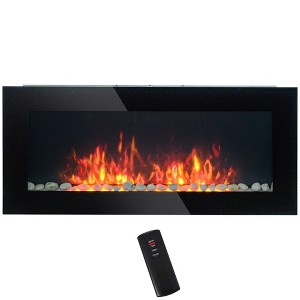 NAYSAYE Indoor Wall Mounted Fireplace with Realistic Flame for Living Room or Bedroom, Black, 41.3"*3.9"*18.9" - 1 of 4