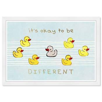 21" x 15" Its Okay Be Different Duck Typography and Quotes Framed Art Print - Wynwood Studio