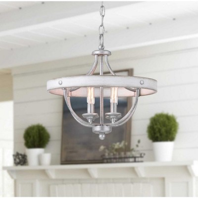 Gulliver Rustic Galvanized 4-Light Semi-Flush Ceiling Light with Wood Grain Accents
