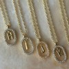 Adornia 14k Gold Plated Floating Letter CZ Frame Necklace - 2 of 2