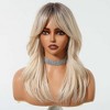 Jessie's Wig Blonde Curly Wave Wig with Dark Roots Side Bangs Heat Resistant Synthetic Hair Wigs For Women 16 Inch - 4 of 4