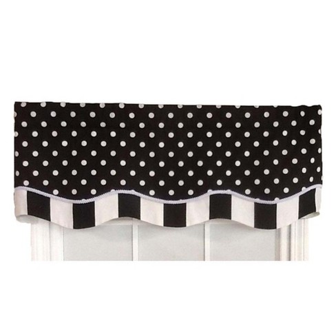 Glory Dotty Style High Quality 3" Rod Pocket Valance 50" X 16" Black by RLF Home - image 1 of 4