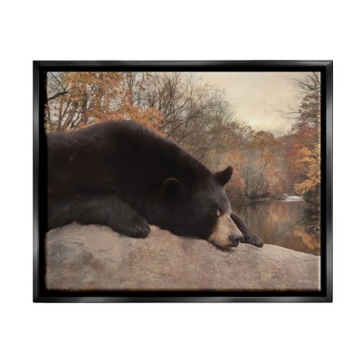 Stupell Industries Resting Bear Autumn Foliage LakeFloater Canvas Wall Art