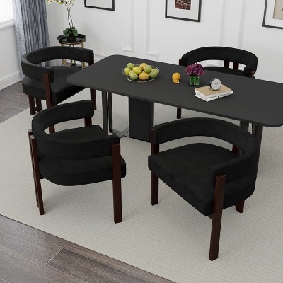 Dining Chair Set Of 4,Teddy Upholstered Armchair With 3 Legs,Barrel Dining Chair,Side Chairs,Accent Chair For Living Room-Cuddlewood