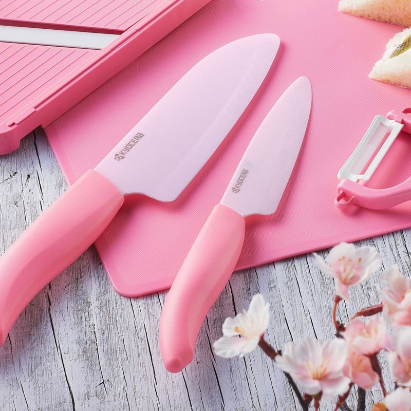 Kyocera Breast Cancer Awareness Ceramic 2 Piece Santoku Knife and Peeler Set with Pink Handles, 3 of 4