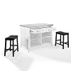 HomeStock  Silvia Stainless Steel Top Kitchen Island, Coffee Bar, with a Set of 2 Upholstered Saddle Stools, White/Black - 3 of 4
