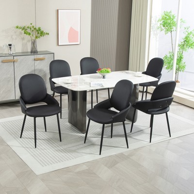 DYHOME Dining Chairs Modern Kitchen Chairs Set of 6, PU Leather Restaurant Chairs