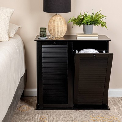 Black Tilt-Out Cabinet Laundry Sorter with Shutter Front