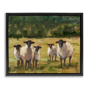 Stupell Industries Flock of Sheep Painting Floating Frame Canvas Art, Black, 17" x 21" - 1 of 4