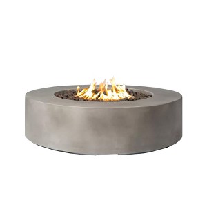 Mondawe 12" Modern Outdoor Round Fiber Reinforced Concrete Outdoor Fire Pit Table - 1 of 4