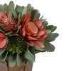 Northlight 7.75" Pink and Green Wooden Floral Artificial Potted Centerpiece - 3 of 4