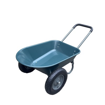 Wheelbarrow Garden Cart, Heavy Duty Dual-Wheel Utility Wagon, 600 lb Capacity, Dump Feature, Green