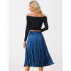 INSPIRE CHIC Women's Party Elastic Waist Metallic Shiny Accordion Pleated Midi Skirt - 4 of 4
