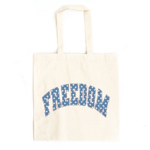 City Creek Prints Freedom Varsity Stars Canvas Tote Bag - 15x16 - Natural - 1 of 2