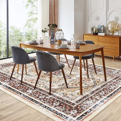 Garvee Living Room Area Rug Large Washable Vintage Boho Soft Rug, Ultra-Thin Low Pile Non Slip Carpet for Bedroom, Dining Room