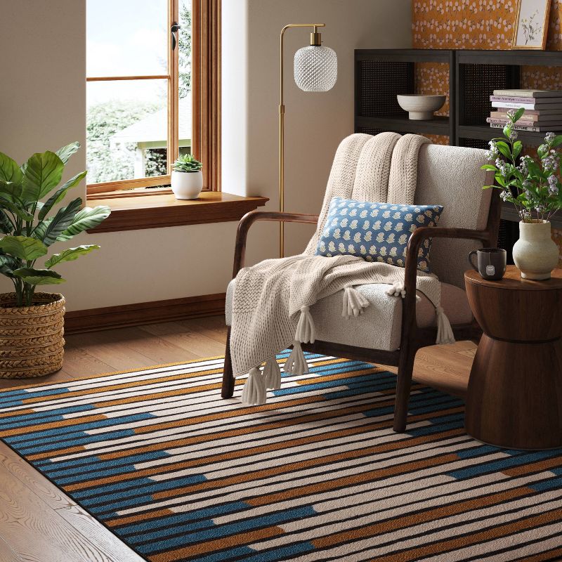 Striped Area Rug Turquoise/Yellow - Threshold™, 2 of 7