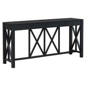 XINGHANZHENXUAN Console Table with 4 Drawers, Acacia Veneer X-Leg Entryway Table with Open Storage for Living Room, Hallway, Kitchen - 1 of 4