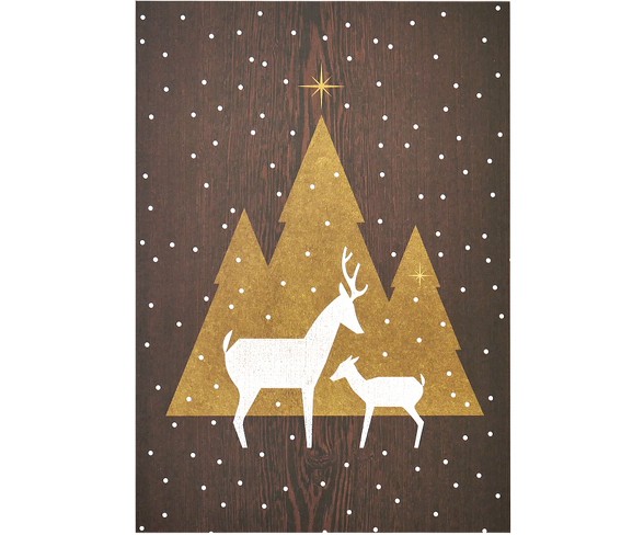 16ct Green Inspired Deer Family Holiday Boxed Cards