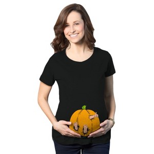 Maternity Pumpkin Baby Pregnancy T Shirt Cute Fall Halloween Jack O Lantern Tee - Crazy Dog Maternity T Shirt - 1 of 4