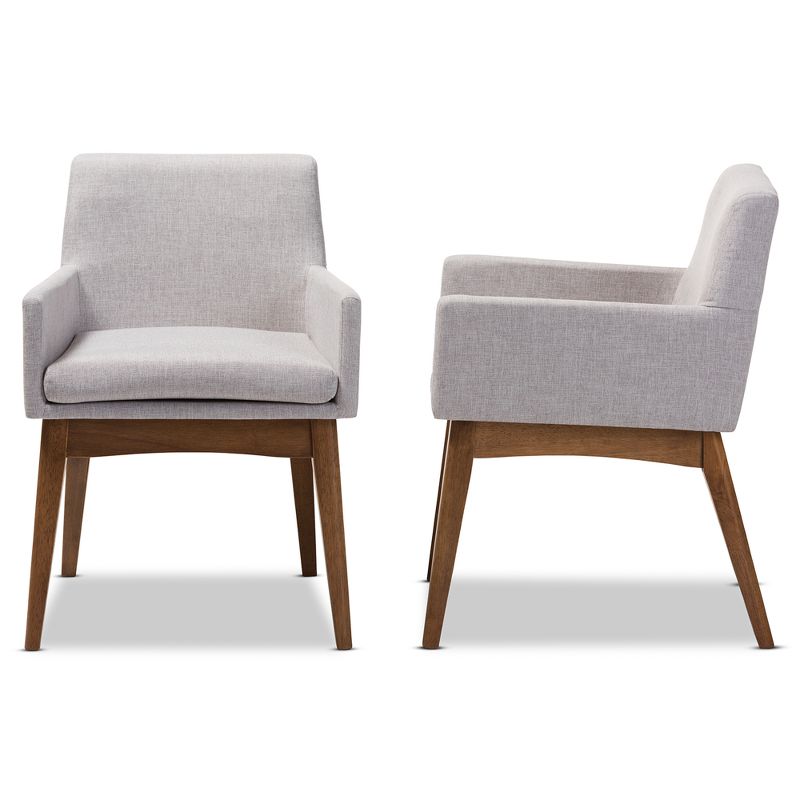 Set of 2 Nexus Mid Century Modern Walnut Wood Fabric Upholstered Dining Armchair - Baxton Studio, 4 of 9