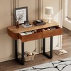 TIRAMISUBEST Solid Wood Entryway Table with Fluted Design, Modern Minimalist Console Table with Storage, Narrow Sofa Table with Metal Legs - 2 of 4