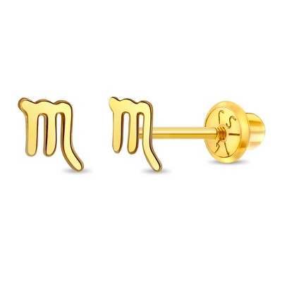 Girls' Dainty Zodiac Screw Back 14k Gold Earrings - In Season Jewelry