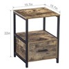 VECELO Modern Wooden Nightstand with Drawer Square End Bedside Tables with Open Shelf, Stable Metal Frame Small Side Tables - 3 of 4