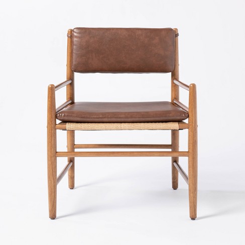 Layton Faux Leather Accent Chair with Wood Frame - Threshold™ designed with Studio McGee - image 1 of 3