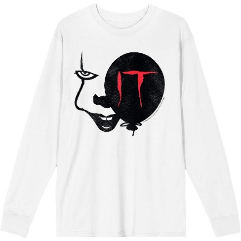 It Chapter 2 Enlarged Pennywise Face Adult White Crew Neck Long Sleeve ...
