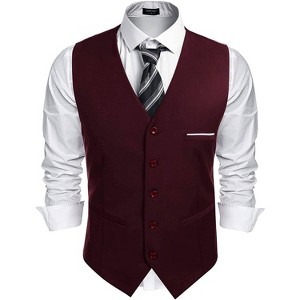 COOFANDY Men's Suit Vest Slim Fit Business Formal Waistcoat Casual Dress Vest - 1 of 4