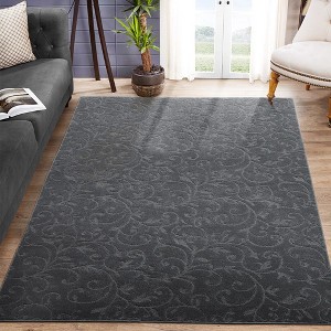 Shag Area Rug Floral Shaggy Rug Soft Thick Solid Carpet Boho Plush Fluffy High-Low Pile Rug - 1 of 4