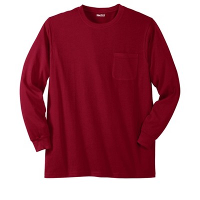 KingSize Men's Big & Tall Shrink-Less Lightweight Long-Sleeve Crewneck Pocket T-Shirt