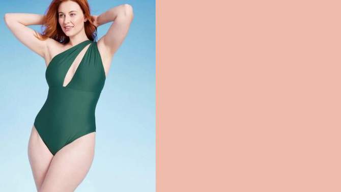 Women's One Shoulder Plunge Cut Out One Piece Swimsuit - Shade & Shore™, 2 of 15, play video