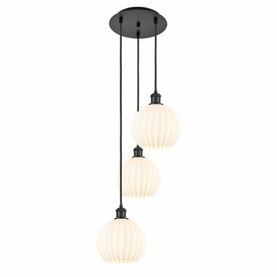 White Venetian - 3 Light Cord Hung Multi Pendant In Modern Style-30.75 Inches Tall and 14.5 Inches Wide