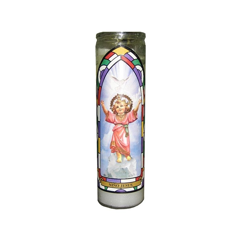 11.3oz Unscented Divino Ni&#241;o Jes&#250;s Glass Jar Candle White - Continental Candle, 1 of 6