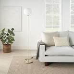 Modern Ribbed Frosted Glass Floor Lamp Gold - Nourison