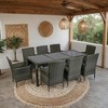 Gulches 9-Piece Outdoor Wicker Dining Set Grey Rattan with Tempered Glass Table Top & Black Cushions, Rust-Free Steel Frame, Ergonomic Patio Furniture - 3 of 4