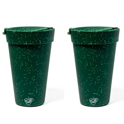 Silipint: Silicone 16oz Coffee Tumblers, 2 Pack, Green Speckled