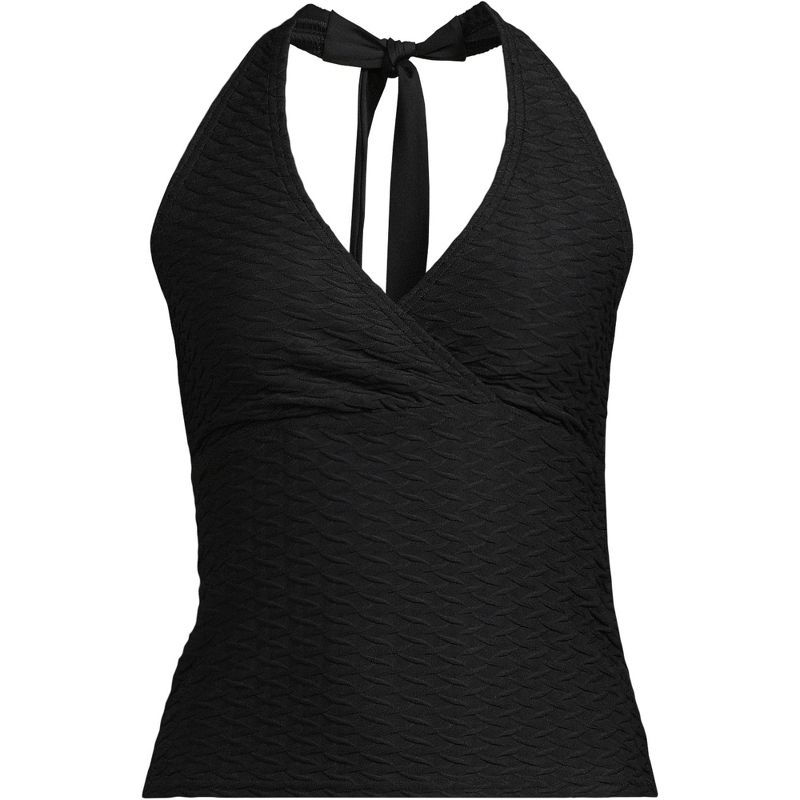 Lands' End Women's Texture V-neck Halter Tankini Swimsuit Top, 3 of 5