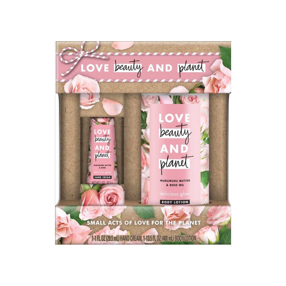 Love Beauty & Planet Murumuru Butter and Rose Oil Body Lotion and Hand Cream Gift Pack Set - 2ct