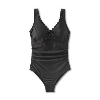 High Coverage, Comfortable Women's Two Piece Swimsuit Bikini - Black-Gray  Diamond Geometric