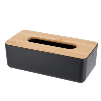 Evideco French Home Goods Black Tissue Box Cover Padang With Bamboo Top ...