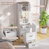 Fredees Vanity Desk with Mirror and Lights, Compact Makeup Table w/Storage Drawers & Shelves, Farmhouse Vanity Table with Hidden Chair for Bedroom - 4 of 4