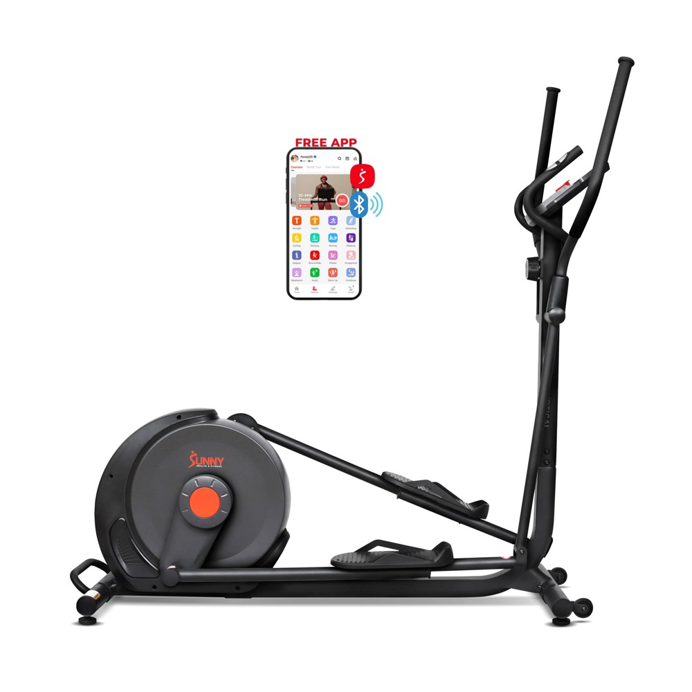 Sunny Health & Fitness Power Stride Smart Non-Powered Elliptical Cross Trainer Machine