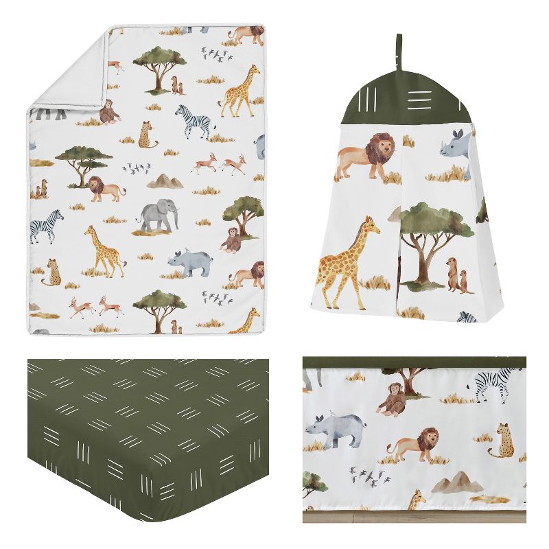 Sweet Jojo Designs Girl Baby Crib Bedding Set - Jungle Animals Collection 4pc, 3 of 8