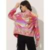 INSPIRE CHIC Women's Holographic Shiny Long Sleeve Zipper Hooded Metallic Jacket - 4 of 4