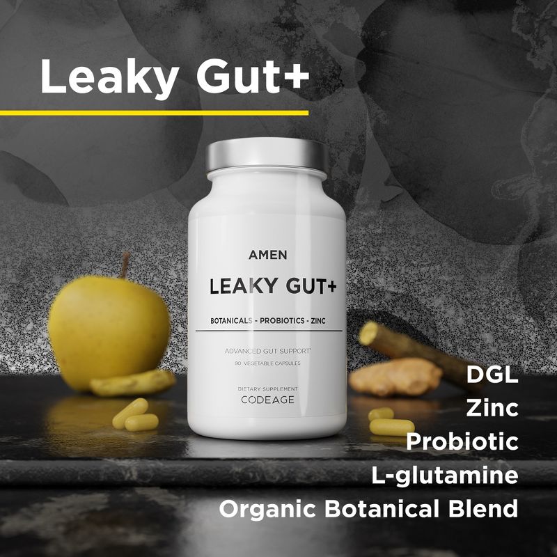 Amen Leaky Gut, Probiotics, Prebiotics, L-Glutamine, Digestive Supplement - 90ct, 3 of 8