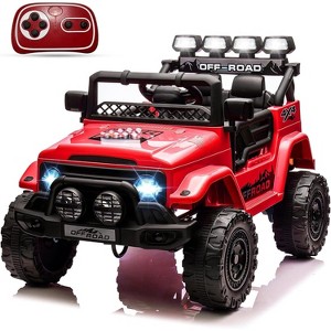 12V Ride On Truck Car, Kids Electric Vehicle Remote Control, Powered Ride On Toy Truck with Spring Suspension, 3 Speeds, Lights, Music for Kids 3-9 - 1 of 4