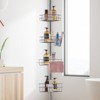 VEVOR Shower Corner Caddy Tension Pole, 56" to 114" High, Multi-Functional Shower Tension Pole with Strong Load-Bearing Tray, Silver - 2 of 4
