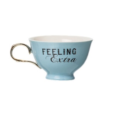 Totalee Gift Feeling Extra Oversized Teacup Porcelain Blue 8.45 oz